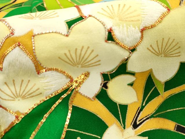 平和屋着物○豪華振袖 駒刺繍 枝花文 金糸 正絹 逸品 DAAT1067tw