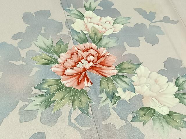 平和屋着物▽訪問着 単衣 草花文 暈し染め 正絹 逸品 AAAY9415jh