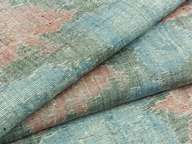 平和屋着物▽上質な紬　単衣　花尽くし　正絹　逸品　AAAY9418jh