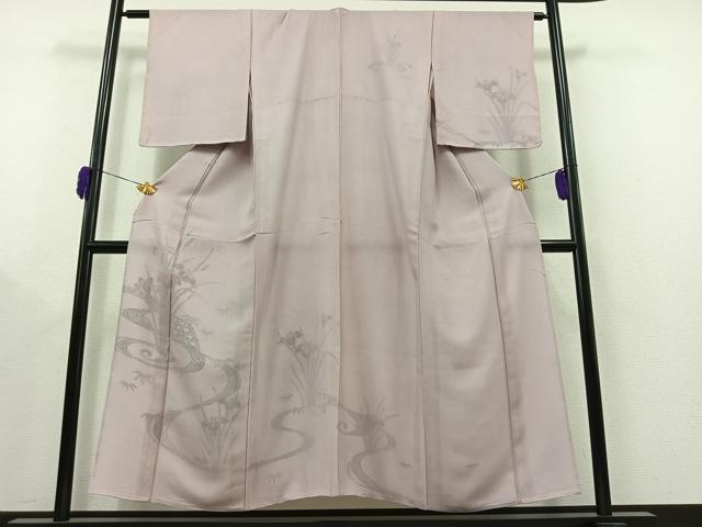 平和屋着物▽訪問着　無双　紗袷　紗×絽　流水燕子花文　正絹　逸品　AAAY9430jh