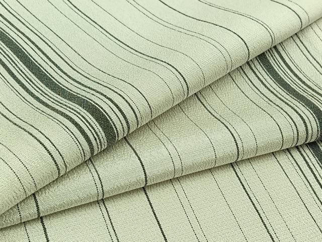 平和屋着物▽本塩沢　単衣　縞　正絹　逸品　AAAY9435jh