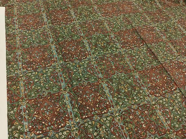 平和屋着物○小千谷紬 草花文 正絹 逸品 CAAV6786vf