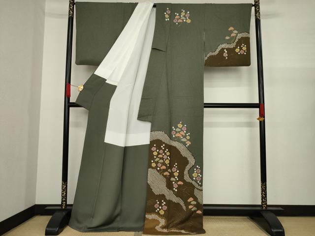 平和屋着物●訪問着　ロング丈　絞り　流水梅松文　正絹　逸品　AAAY9781ck 平和屋着物○訪問着 ロング丈 絞り 流水梅松文 正絹 逸品 AAAY9781ck