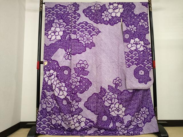 平和屋着物●豪華振袖　総絞り　亀甲花文　正絹　逸品　AAAY9782ck