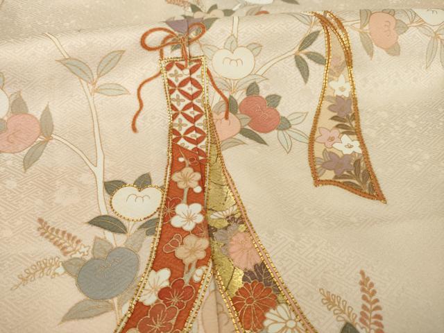 平和屋着物○訪問着 駒刺繍 短冊花文 金彩 正絹 逸品 AAAY9785ck