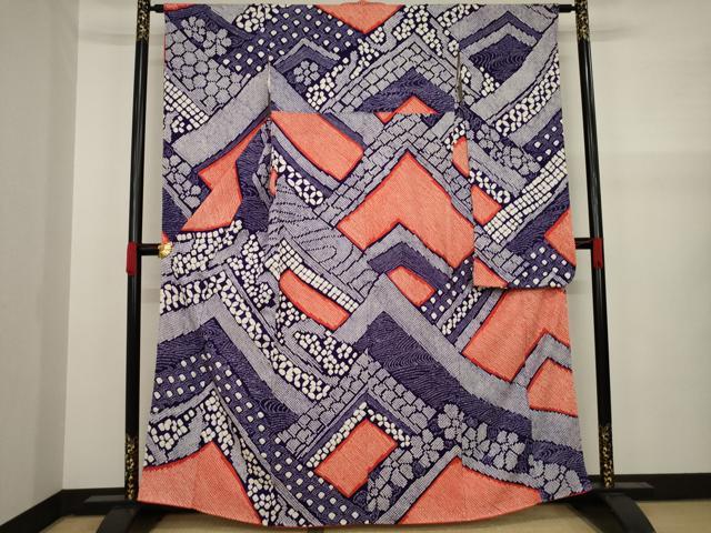 平和屋着物●豪華振袖　総絞り　幾何学吉祥文　正絹　逸品　AAAY9792ck