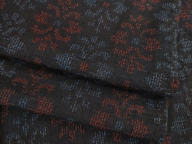 平和屋着物●結城紬　80亀甲　飾花文　正絹　逸品　AAAY9803ck