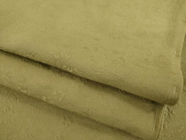 平和屋着物●上質な色無地　草花地紋　油色　正絹　逸品　未使用　AAAY9824ck