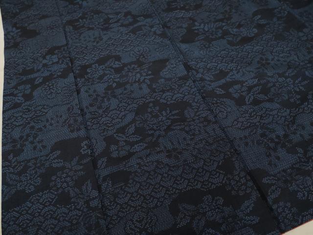 平和屋着物○結城紬 100亀甲 雲重ね花文 正絹 逸品 AAAY9829ck