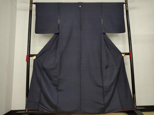 平和屋着物●上質な紬　色無地　青褐色　正絹　逸品　AAAY9838ck 平和屋着物○上質な紬 色無地 青褐色 正絹 逸品 AAAY9838ck