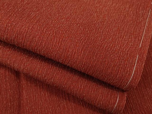 平和屋着物●お召　色無地　紅海老茶色　正絹　逸品　AAAY9849ck