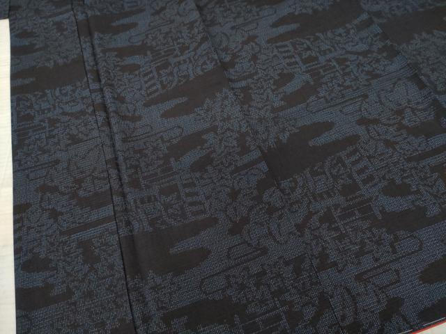 平和屋着物●本場結城玉紬　80亀甲　御所車花文　証紙付き　ロング丈　正絹　逸品　未使用　AAAY9876ck 平和屋着物○本場結城玉紬 80亀甲 御所車花文 証紙付き ロング