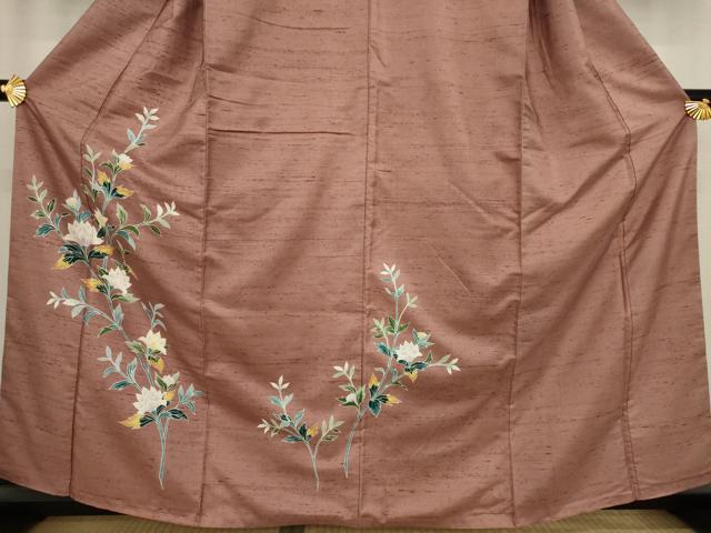 平和屋着物○訪問着 紬地 草花文 正絹 逸品 AAAY9879ck