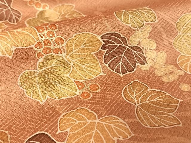 平和屋着物●訪問着　葡萄蔦の葉文　金糸　金彩　正絹　逸品　AAAY9884np 平和屋着物○訪問着 葡萄蔦の葉文 金糸 金彩 正絹 逸品 AAAY9884np