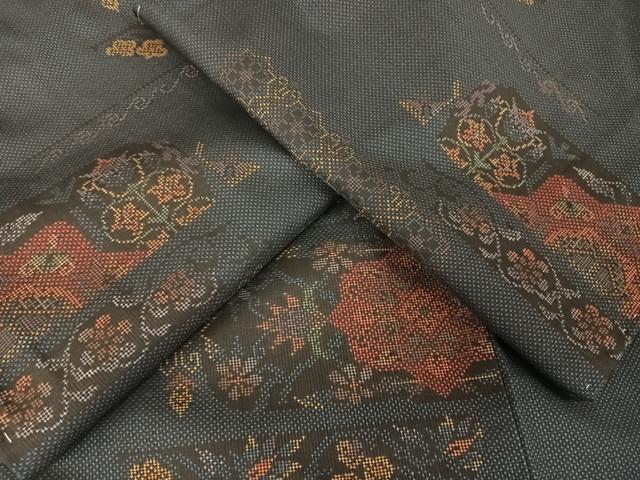 平和屋着物●本場大島紬　一元絣　正倉院花文　正絹　逸品　未使用　AAAY9925np