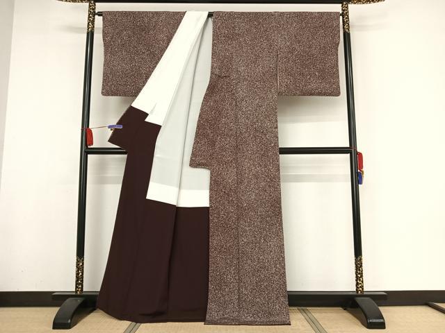 平和屋着物○熊野桂堂 友禅 蝋纈染 小紋 たたき染め 正絹 逸品 AAAY9929np