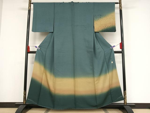 平和屋着物●訪問着　作家物　一峰　紬地　霞文　正絹　逸品　未使用　AAAY9932np