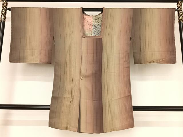 平和屋着物●道行コート　縞　ロング丈　正絹　逸品　未使用　AAAY9945np