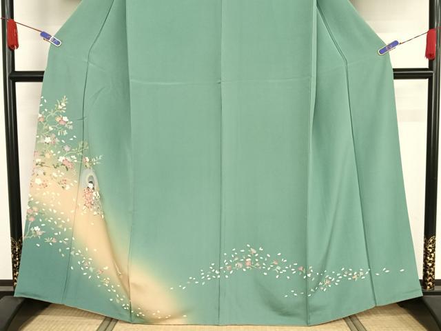 平和屋着物○訪問着 友禅 手描き 童子 番傘 暈し染め 正絹 逸品 AAAY9952np