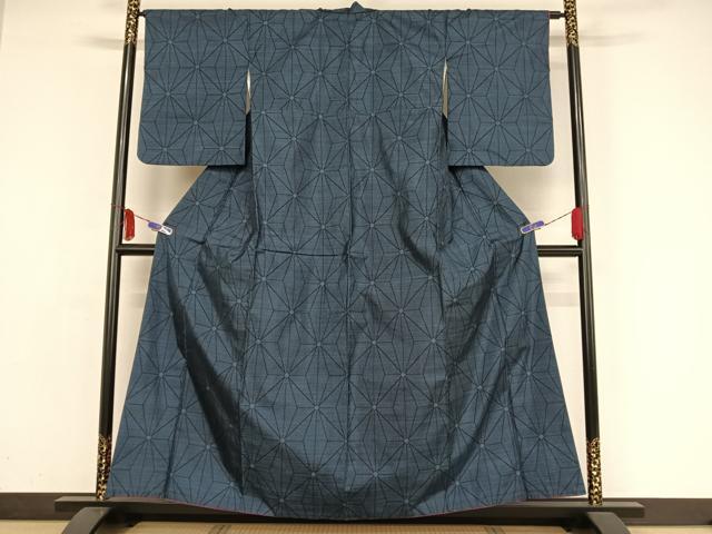 平和屋着物○本場大島紬 一元7マルキ 麻の葉文様 正絹 逸品 AAAY9954np