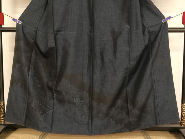 平和屋着物○結城紬 訪問着 作家物 龍雲 渡り橋風景文 正絹 逸品