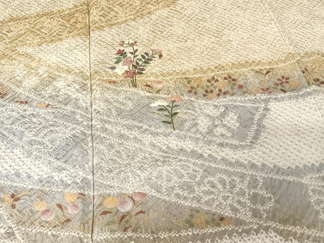 平和屋着物○訪問着 絞り 刺繍 蔓帯草花文 暈し染め 金糸
