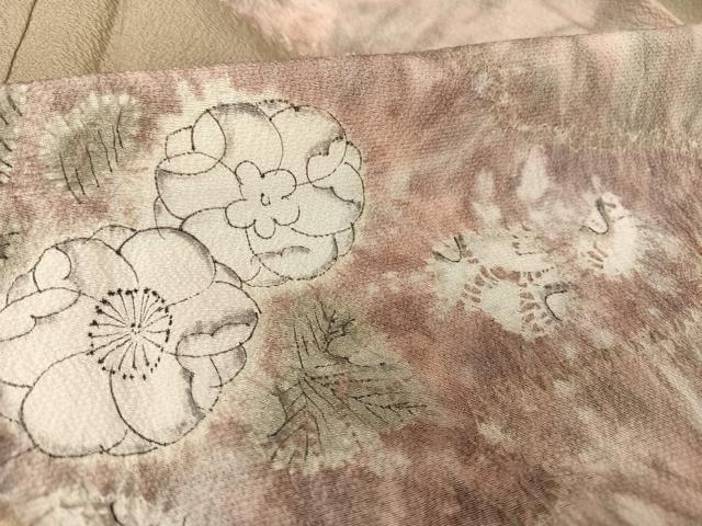 平和屋着物○訪問着 辻が花 絞り 灰汁色 正絹 逸品 AAAY9985np 付け下げ