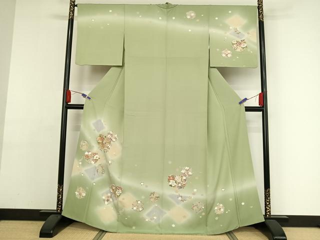 平和屋着物●訪問着　友禅　駒刺繍　花丸文　暈し染め　金糸　やまと誂製　正絹　逸品　AAAY9990np