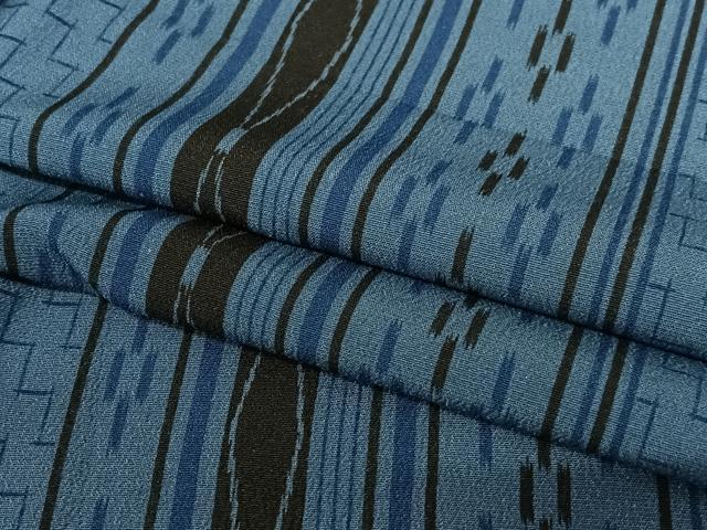 平和屋着物▽小紋　単衣　間道　洗える着物　AAAZ0012zg