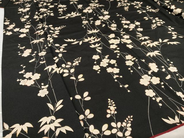 ☆ 付下げ 作家物 上品な花模様 縮緬 白梅色 トールサイズ K-5122