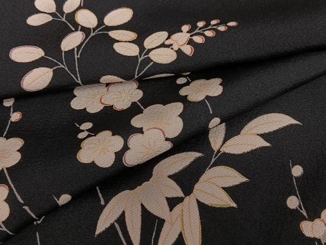 平和屋着物●上質な小紋　笹梅花文　黒地　正絹　逸品　AAAZ0020zg