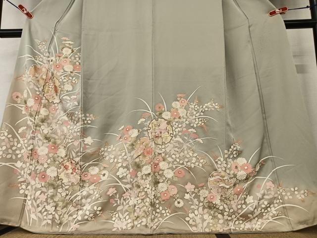 平和屋着物○訪問着 駒刺繍 雪輪重ね草花文 暈し染め 金彩