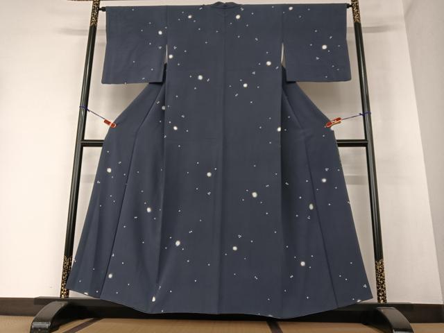 平和屋着物○上質な小紋 総絞り 霞文 黒地 正絹 逸品 AABB5475ck