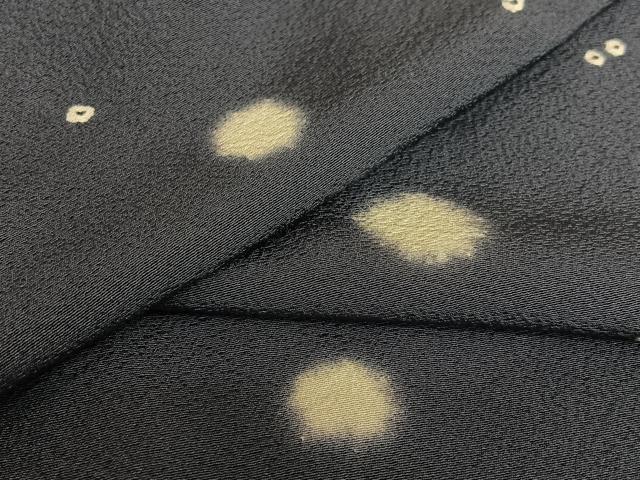 平和屋着物●上質な小紋　絞り　霞文　蛍暈し　糸綾會　黒紅色地　正絹　逸品　AAAZ0042zg