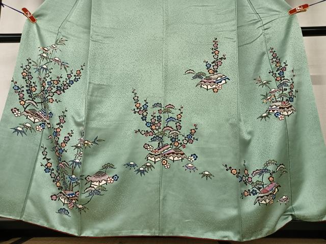 平和屋着物○本場琉球紅型 訪問着 松竹梅風景文 正絹 逸品 AAAZ0057zg