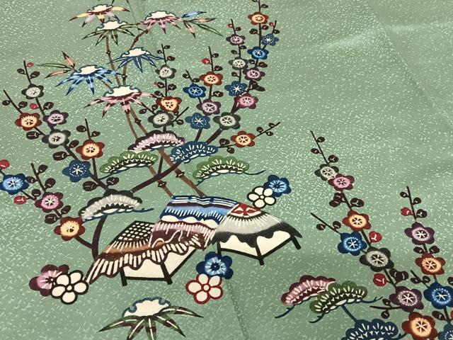 平和屋着物○本場琉球紅型 訪問着 松竹梅風景文 正絹 逸品 AAAZ0057zg