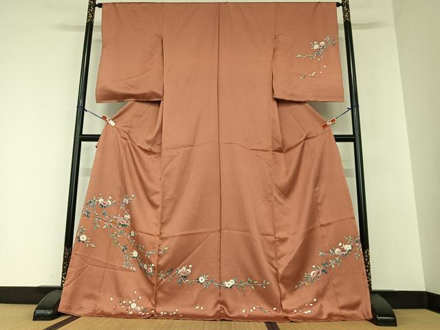 平和屋着物●訪問着　友禅　枝花文　丹後縮緬　上代28万円　仮絵羽　正絹　逸品　未使用　AAAZ0069zg