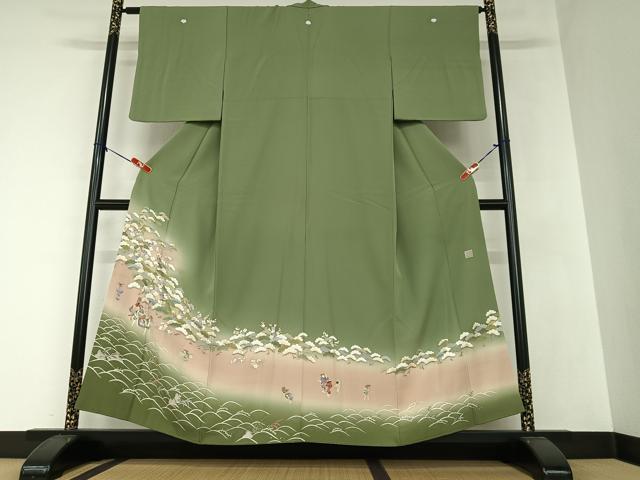 平和屋着物●豪華色留袖　友禅　作家物　修平　松竹梅人物文　暈し染め　金彩　正絹　逸品　AAAZ0073zg