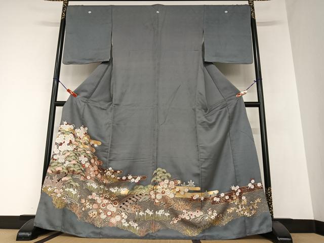 平和屋着物●豪華色留袖　花松文　暈し染め　金彩　正絹　逸品　AAAZ0076zg