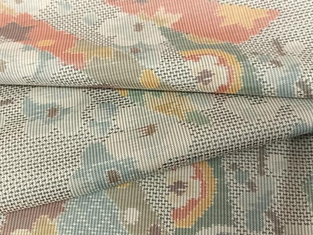 平和屋着物●本場大島紬　白大島　一元7マルキ　総絣　蔓帯枝花文　正絹　逸品　AAAZ0104zg