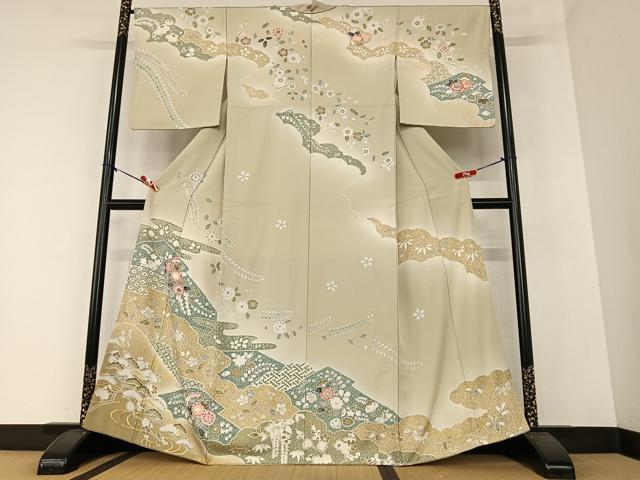 平和屋着物●訪問着　花松文　暈し染め　金彩　正絹　逸品　AAAZ0110zg