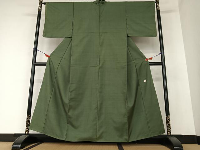 平和屋着物●上質な紬　色無地　作家物　藍海松茶色　正絹　逸品　AAAZ0158zg 平和屋着物○上質な紬 色無地 作家物 藍海松茶色 正絹 逸品