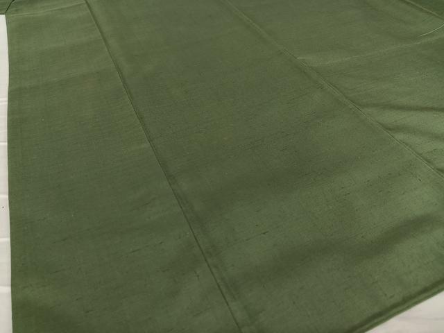 平和屋着物○上質な紬 色無地 作家物 藍海松茶色 正絹 逸品