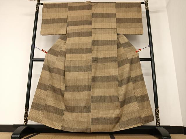 平和屋本店■極上　紅花紬　米沢　新田秀次　紅花染　市松文様　ロング丈　逸品　DZAA8678kh5 平和屋本店□極上 紅花紬 米沢 新田秀次 紅花染 市松文様 ロング丈