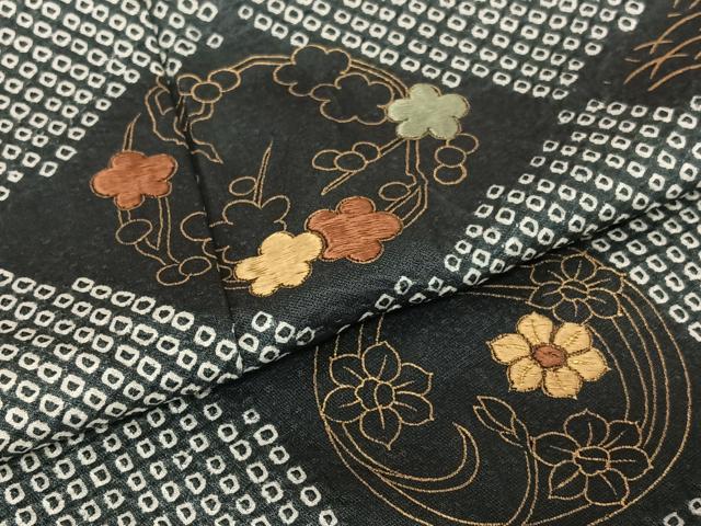 平和屋着物○訪問着 絞り 刺繍 花菱文 金糸 金彩 正絹 逸品 未使用