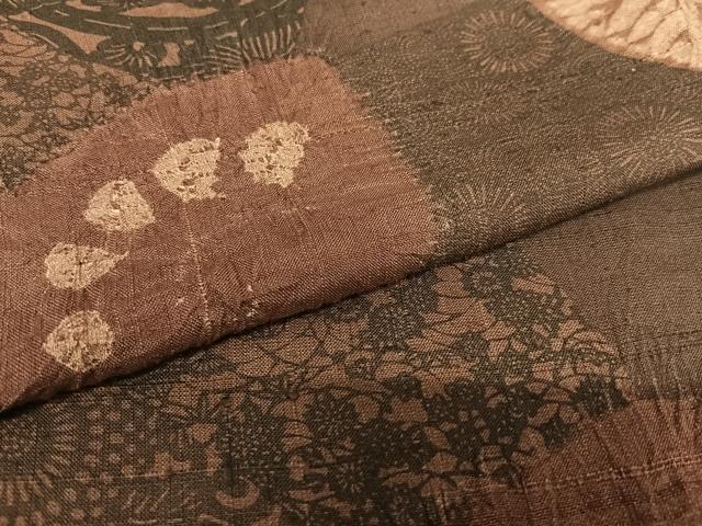 平和屋着物○伝統工芸士 七代目 吉澤与市 紬 絞り 切嵌