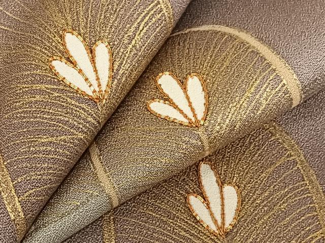 平和屋着物○訪問着 友禅 駒刺繍 花鳥松文 金糸 金彩 工芸染織宮下