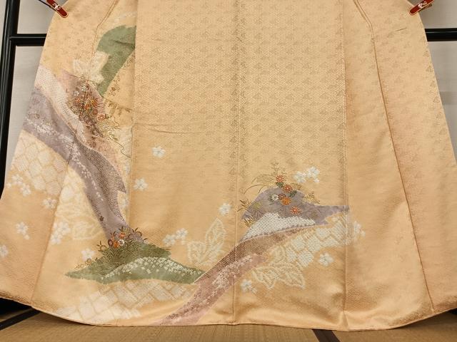 平和屋着物●創業460年・千總　訪問着　駒刺繍　絞り　道長花文　金彩　正絹　逸品　AABD8672fy 平和屋着物○創業460年・千總 訪問着 駒刺繍 絞り 道長花