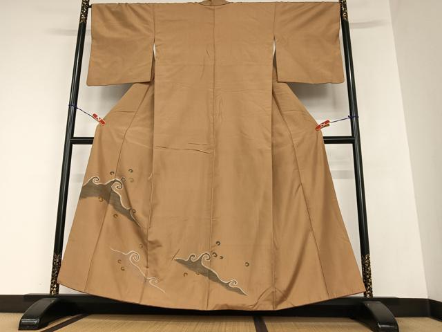 平和屋着物●上質な紬　訪問着　立波文　正絹　逸品　AAAZ0205zg