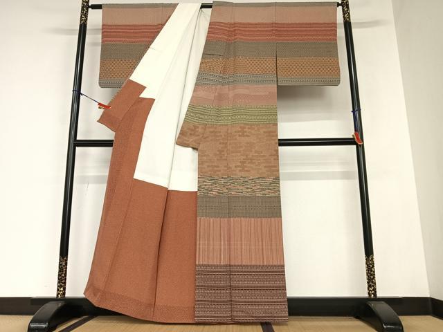 平和屋着物○訪問着 作家物 横段花文 正絹 逸品 AAAZ0206zg